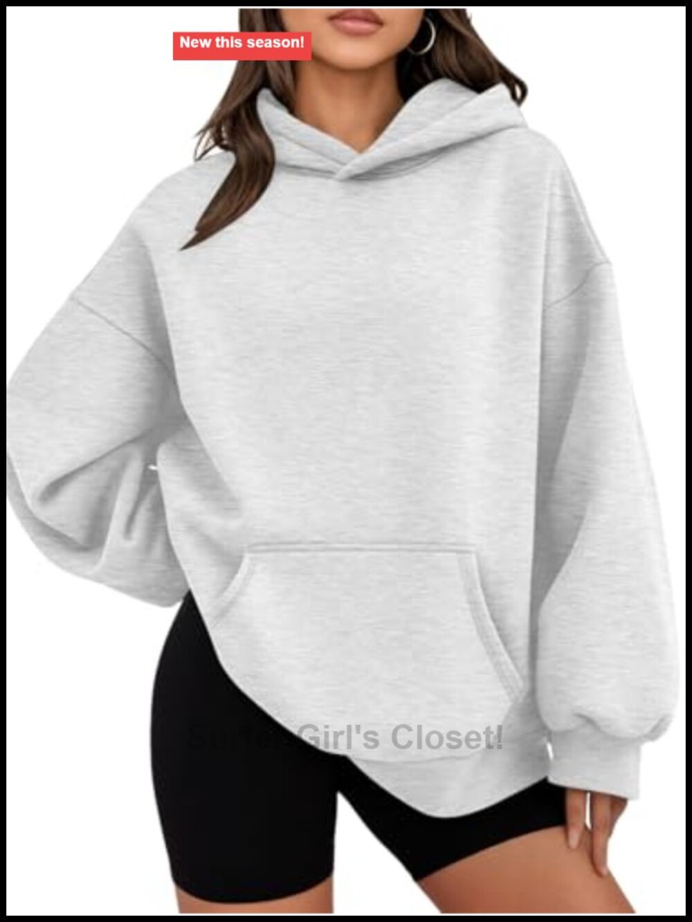 Womens Oversized Hoodie 100% Polyester Kangaroo Pocket Sweatshirt